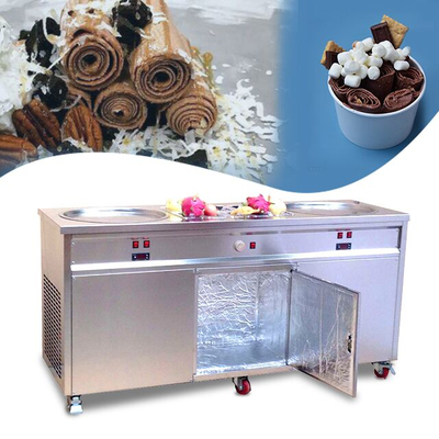 2020 new CE RoHs Approved Double Square / Round Pan Fried Ice Cream Roll Machine With 10 Tanks 